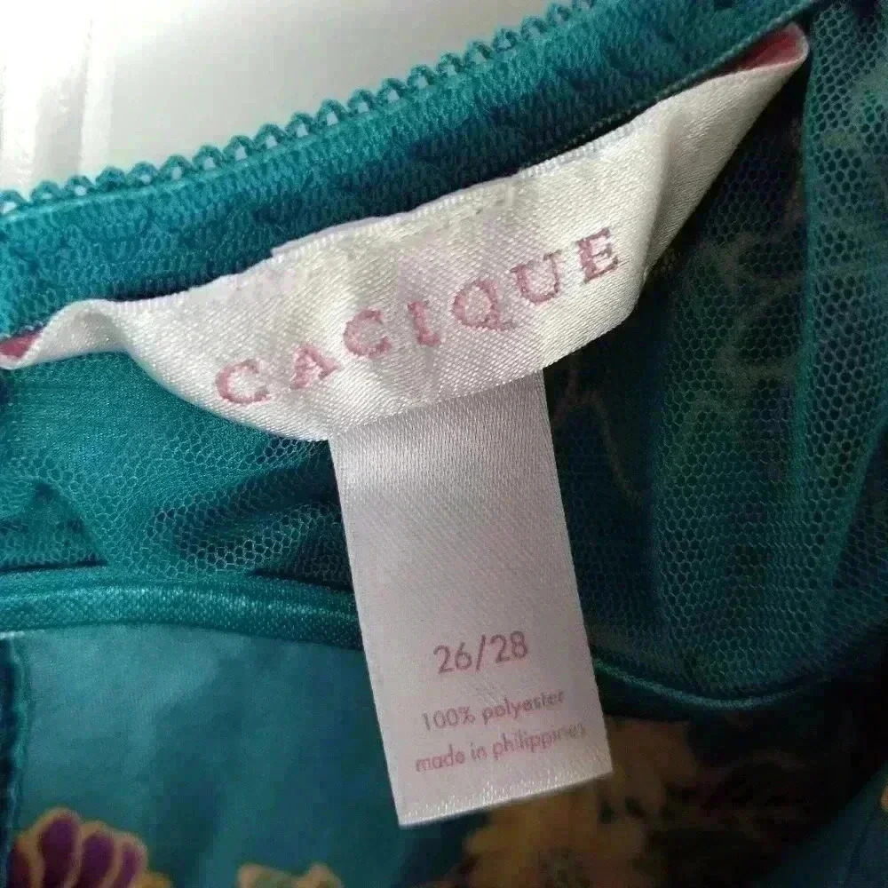 Cacique Womens Babydoll Floral Satin Slip Top Velvet Sz 26/28 Fairy Whimsigoth - Picture 11 of 16